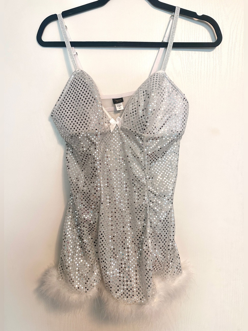 Silver Sequin Camisole with Feather Trim - Women Tops